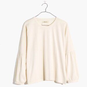 Madewell - Crepe Drop-Shoulder Bubble-Sleeve Top - Off White - Size Small